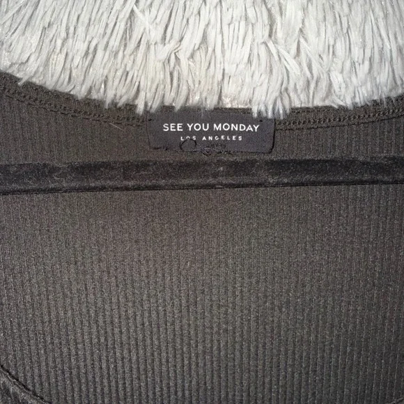 SEE YOU MONDAY Black Ribbed Short Sleeve Maxi Dress Los Angeles Womens - Picture 3 of 3